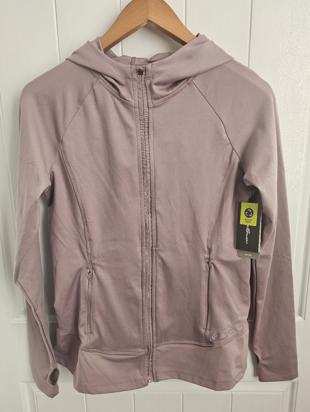NWT EDDIE BAUER Womens Activewear Full Zip Hooded Jacket In Elderberry